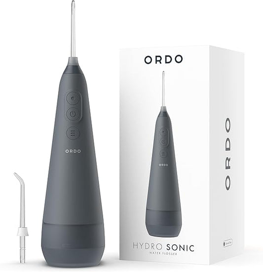 Water Flossers for Teeth, Cordless IPX7 Waterproof Oral Irrigator, 3 Pressure Settings, Portable, Rechargeable Electric Sonic Flosser, Dental Professional Recommended, Charcoal Grey