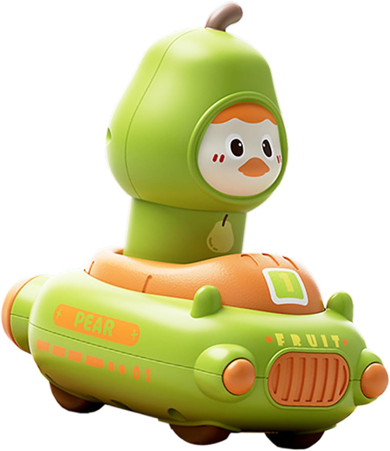 Push Car Toy for Baby | Cartoon Fruit Themed Press-Activated Car Toy | Interactive Cognitive Play Vehicle Set with 360-Degree Rotating Head | Educational Game for Babies, Perfect for Easter Basket