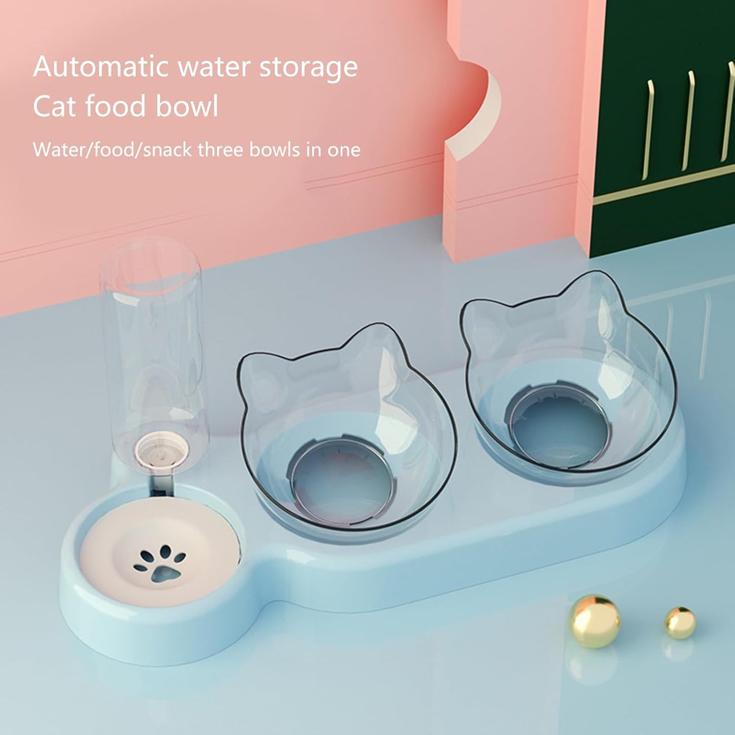 BaoFufc Doppia ciotola per gatti per l'irrigazione e l'irrigazione salvaspazio automatica per mangiare e annaffiare la ciotola per interni