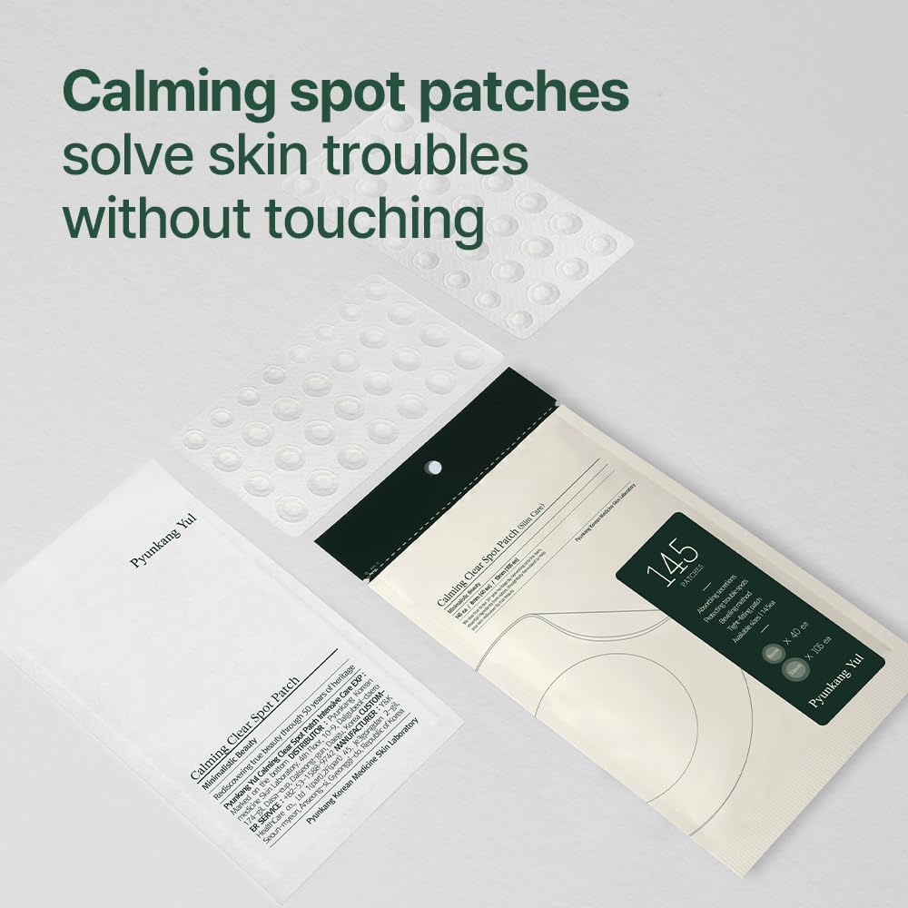 PYUNKANG YUL Calming Clear Spot Patch (Slim Care) Quick, Adhesive & Invisible Oval Fit Stickers, Beveling Hydrocolloid Acne Spot Cover, Pimple Focused Skin Care for Blemishes and Zit, 2 Sized (145 count)