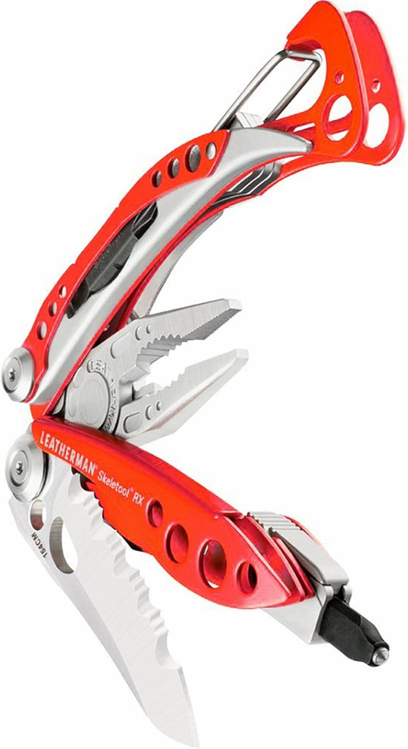 LEATHERMAN, Skeletool RX Multitool with Serrated Knife and Glass Breaker, Red