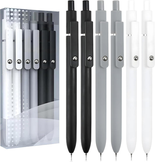 ZCOINS 6 Pcs 0.5mm Retractable Black Ink Gel Pens, Fine Point, Quick Dry, Smooth Writing, Japanese Rollerball Gel Pens for Journaling Nurse Office School Stationery Supplies Gifts