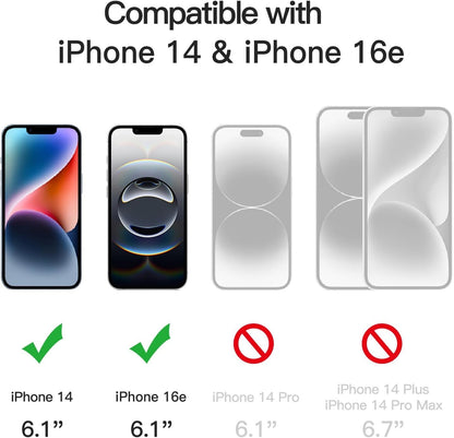 JETech Full Coverage Screen Protector for iPhone 16e 2025, iPhone 14 6.1-Inch, 9H Tempered Glass Film Case-Friendly, HD Clear, 3-Pack