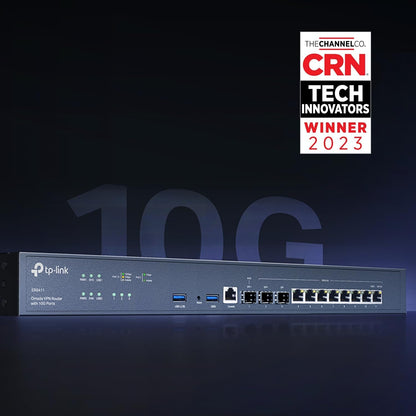 TP-Link Omada VPN Router with 10G Ports (ER8411) - Omada SDN Centralized Management, Two 10GE SFP+ Ports, Up to 10 WAN Ports, SSL/IPSec /OpenVPN/PPTP/L2TP VPN, Load Balance
