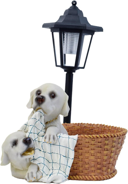 Solar-Powered Resin Animal Figurine – Weatherproof Garden Ornament with Integrated Lighting, Hand-Painted Decorative Statue | Enchanting Outdoor Sculpture for Patio, Lawn, Porch, Christmas Display