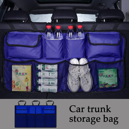 Car Trunk Organizer, Backseat Hanging Organizer, Auto Waterproof Sturdy Backseat Hanging Large Storage Collapsible Cargo Bag with 7 Large Compartments, Universal Car Interior Accessories for Man Woman