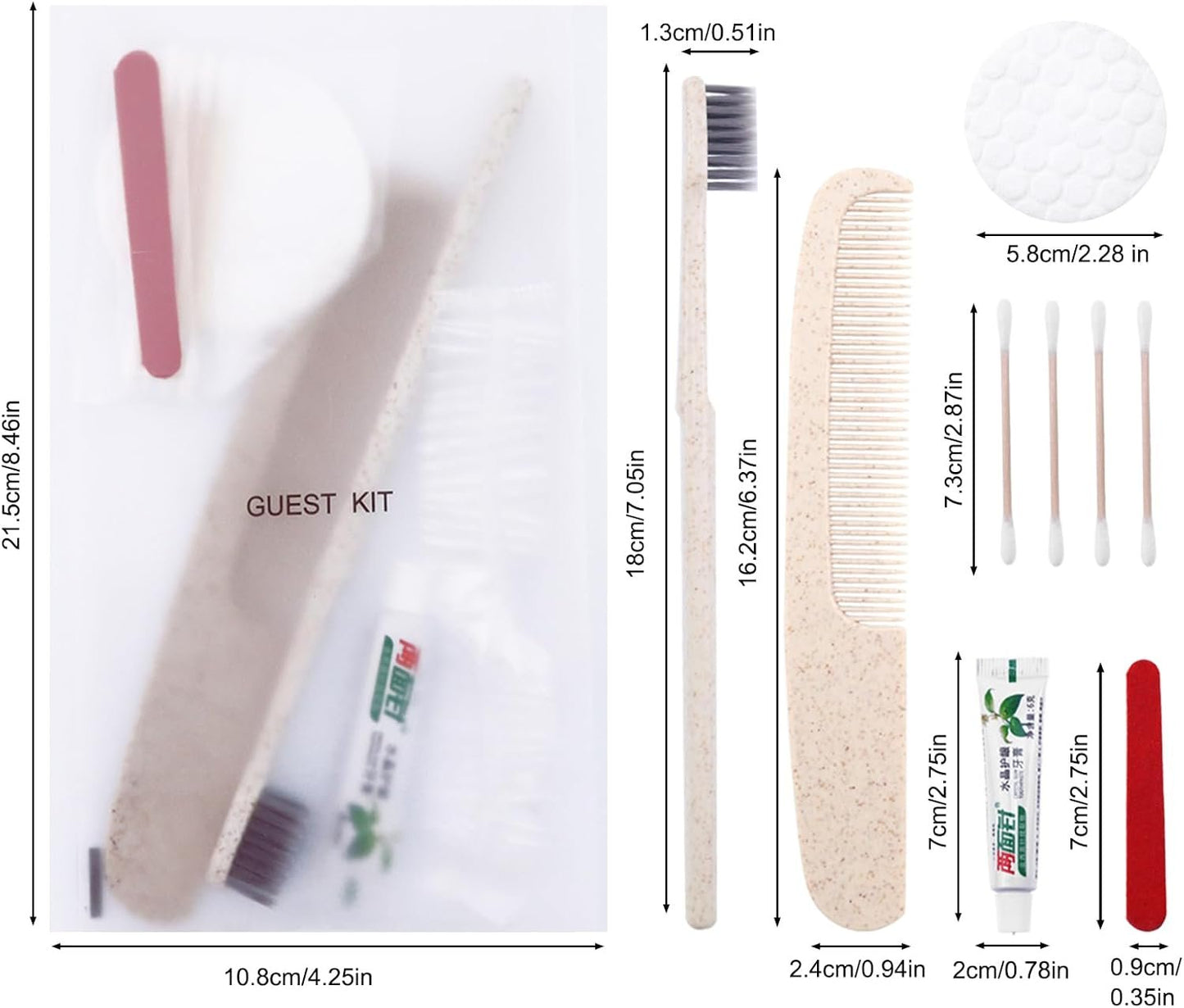 LLHQAMT Hygiene Kit, Hygiene Kit Bulk, Travel Hygiene Kit With Toothbrush, Toothpaste, Care Package, Comb, Shower Cap, Individually Packed, Suitable For Hotel, Home, Camping, Travel (50-PACK)