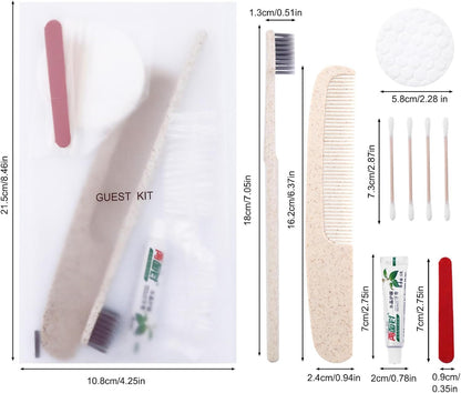 LLHQAMT Hygiene Kit, Hygiene Kit Bulk, Travel Hygiene Kit With Toothbrush, Toothpaste, Care Package, Comb, Shower Cap, Individually Packed, Suitable For Hotel, Home, Camping, Travel (50-PACK)