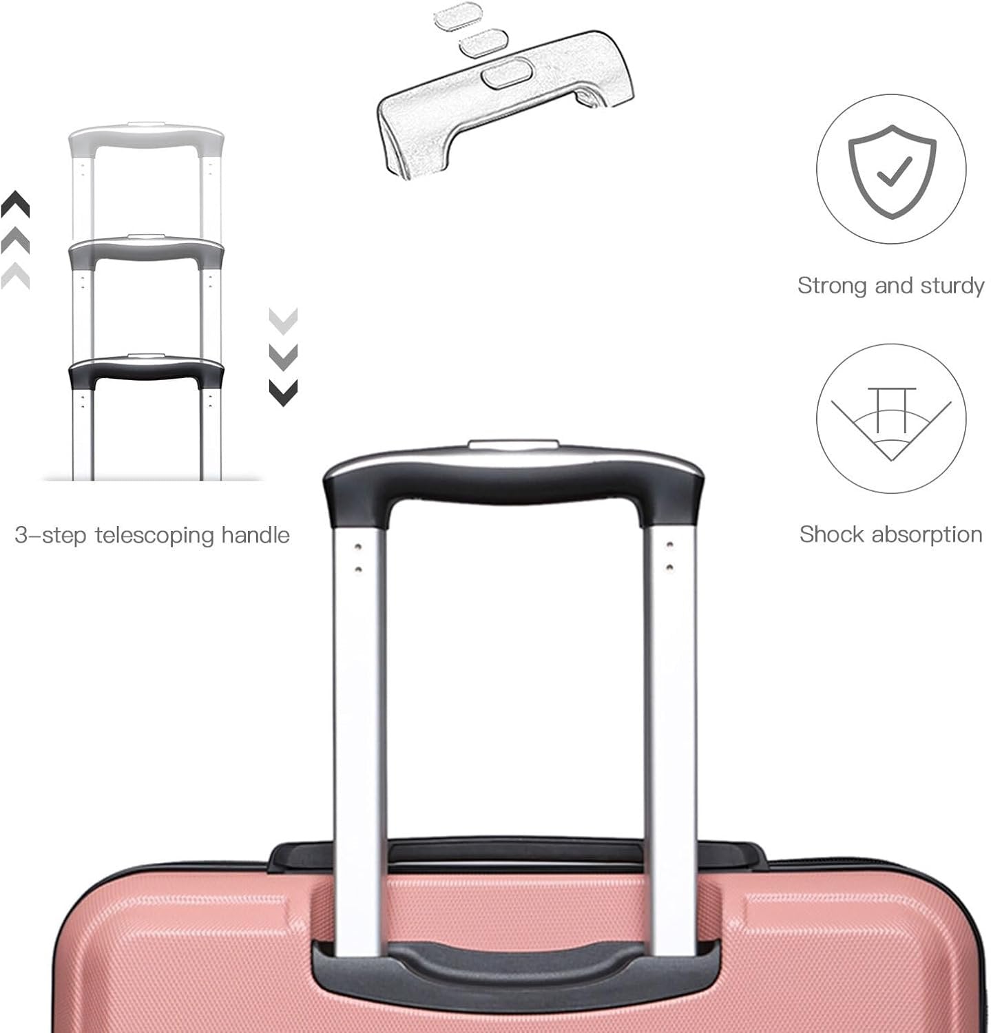 KONO 55 cm Heavy Duty Hard Suitcase 20'' Hand Luggage 4 Wheels with TSA Lock, Nude