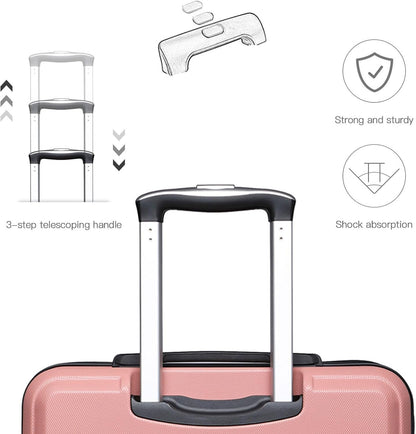 KONO 55 cm Heavy Duty Hard Suitcase 20'' Hand Luggage 4 Wheels with TSA Lock, Nude