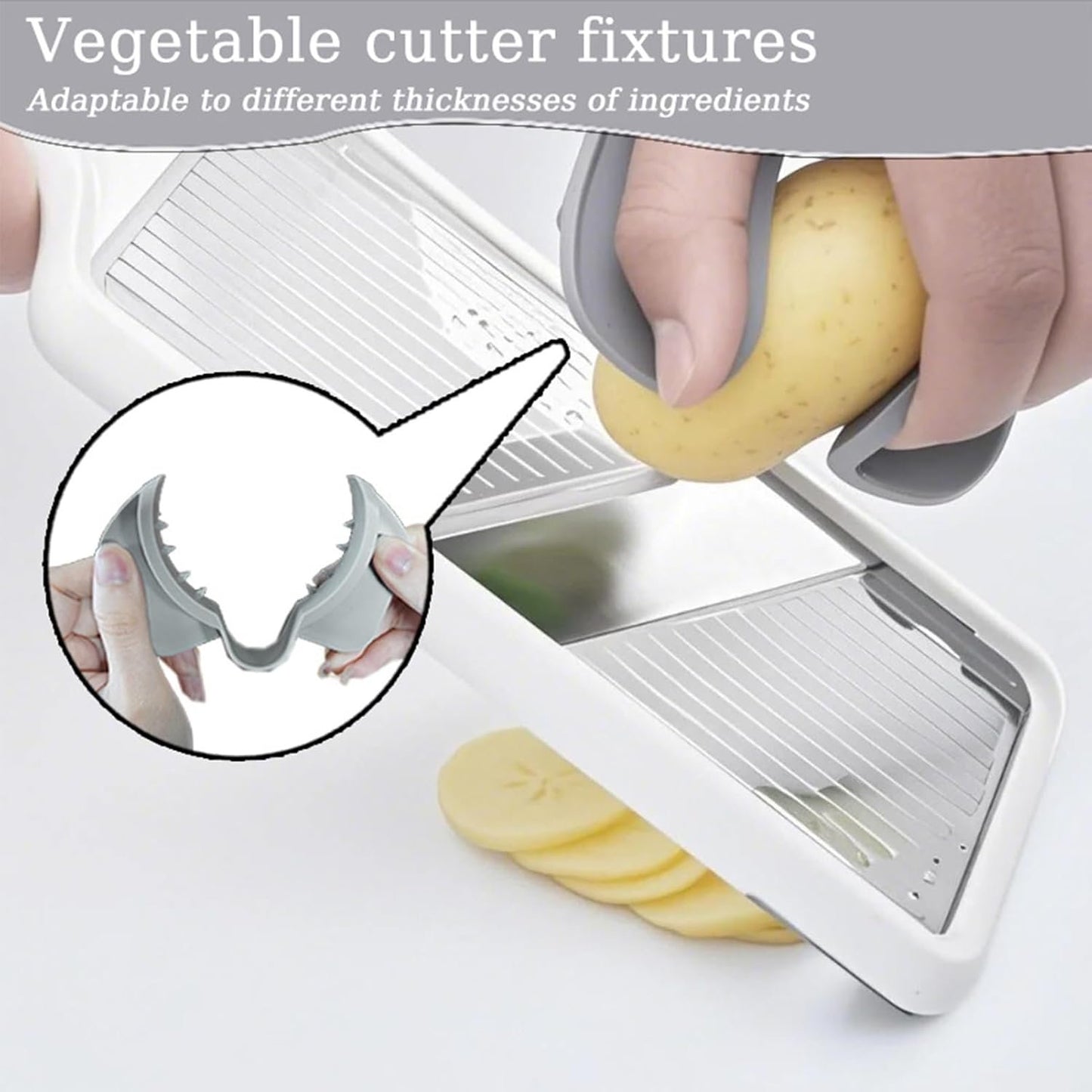 Non-Slip Kitchen Slicing Tool, Ergonomic Food Prep Accessory, Protective Finger Guards, 8x7.5cm Safe Cutting Guide, Ideal for Vegetables, Meat, and Beginners
