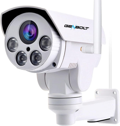 GENBOLT PTZ WiFi Security Camera Outdoor, Wireless Home Surveillance IP Camera with PoE, Pan Tilt 20X Hybrid Zoom Auto Focus CCTV Cameras, Humanoid Tracking Alarm Loop Recording with Audio [2.4/5Ghz]