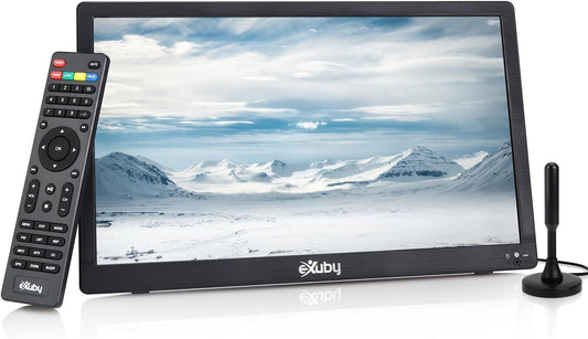 14" Small Portable TV for RV, Kitchen, Bedroom - Use TV Stand or Mount to Wall - Includes Built-in Battery & Car Charger for Boat, Camping - Digital Tuner gets HD Channels - Roku, Firestick Compatible