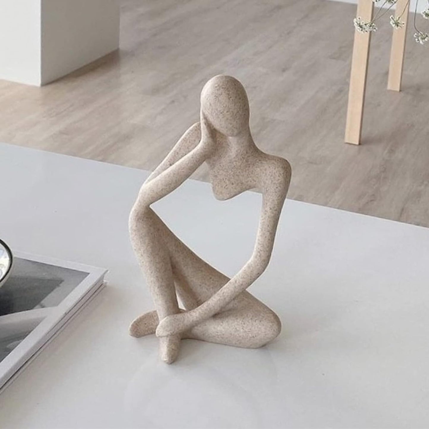 Thinker Statues and Sculptures, Sandstone Resin Thinker Statue Ornaments, Abstract Style Sculptures, Housewarming Gifts, Housewarming Decorations, Living Room Dining Desk Decorations (Right, Small)