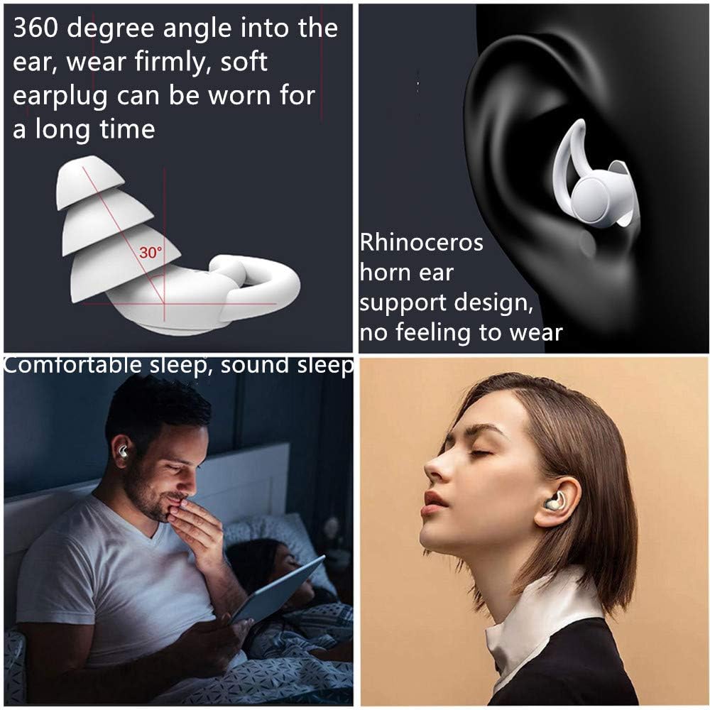 Reusable Safe Silicone High Fidelity Earplug, for Sleeping (Reduce 40dB), Swimming, Studying, Concerts, Noise Cancelling and Hearing Protection (Gray)