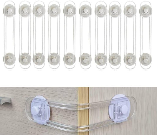 HKYLRAT 10 PackChild Safety Cabinet Locks,Baby Proofing Latches to Cabinets Drawer Door Fridge Oven Toilet Seat Kitchen Cupboard Appliance Trash Can, Adjustable Strap No Drill No Tool (10x 11.3cm)