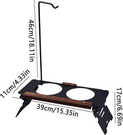 Raised Dog Bowl Stand | Multifunctional Metal Dog Bowl Stand with Lamp Rack,Cat Feeding Watering Supplies for Camping Car Show Mountaineering Outdoor Indoor
