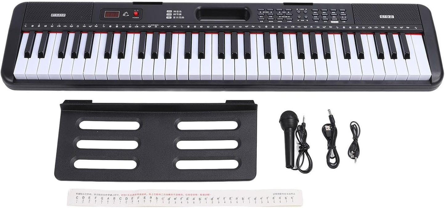 61 Keys Piano Keyboard, Electronic Digital Piano with Built-in Speaker, Microphone Stand, for Beginners, Kids and Adults
