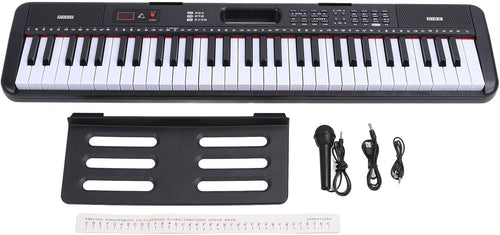 61 Keys Piano Keyboard, Electronic Digital Piano with Built-in Speaker, Microphone Stand, for Beginners, Kids and Adults