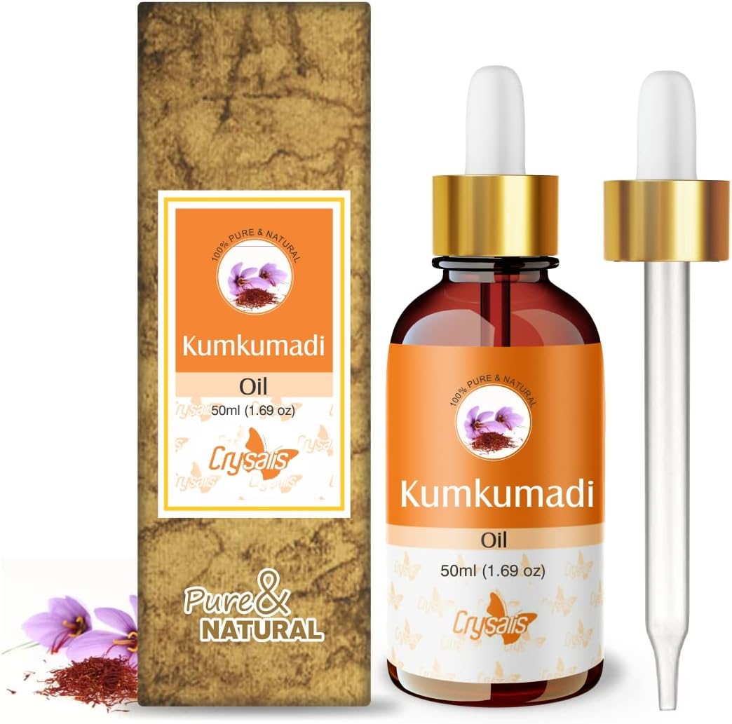 Crysalis Kumkumadi (Crocus Sativus) Oil |100% Pure & Natural Undiluted Essential Oil- 50 ml with Dropper