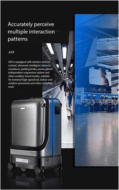 QWAXTRIW Qwaxtriw Suitcase Carries Luggage Intelligent Auto Tracking Pack Case Alarm Cases with Wheels Security Anti-theft Luggage Large Capacity Durable (Color : Silver-)