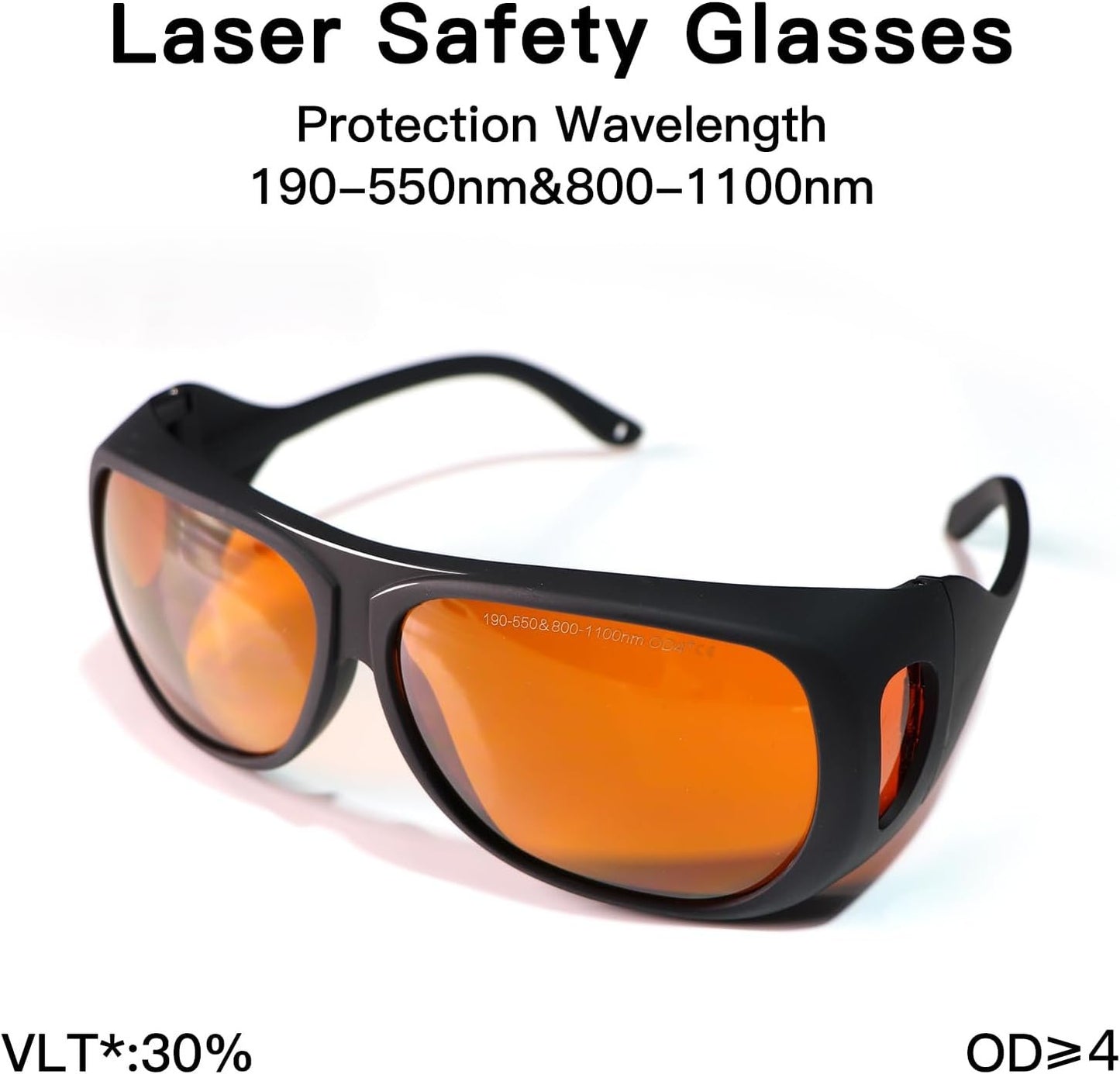 FONLAND Laser Safety Glasses for Laser Engraving OD4+ 190-550nm & 800-1100nm Yag, Blu Green and UV Light Fiber Laser Goggles Eye Protection with Case.