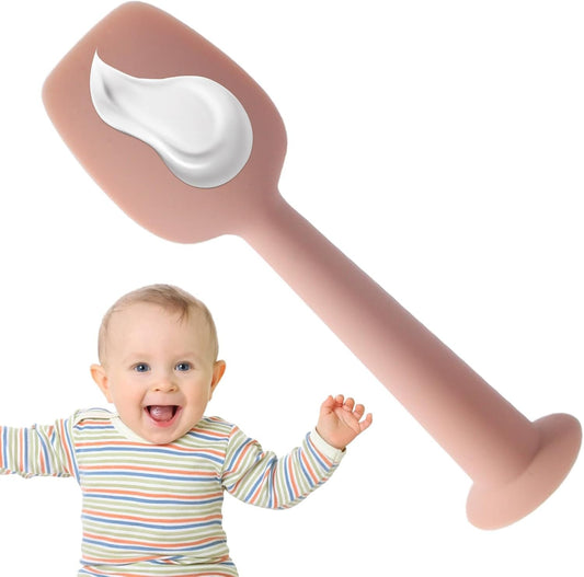 Baby Butt Spatula, Baby Diaper Spatula With Suction Base, Soft Paste Applicator Wipe Balm Tool For Bath Nursery Cheeks And Butt Care