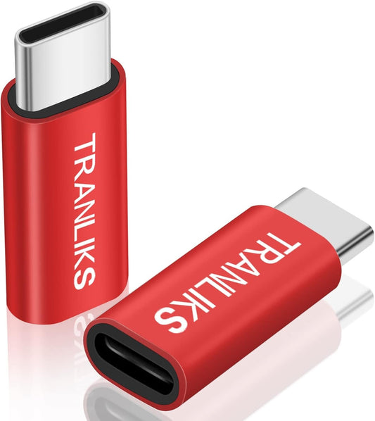 TRANLIKS Adapter USB C to Lightning,2 Pack Adapter USB C Male to Lightning Female Only Supports Charging(Does not Support Data Transfer and Headphones - Red)