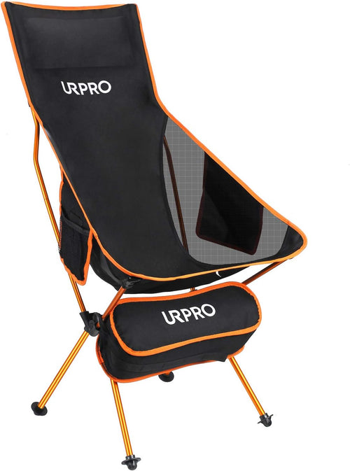 Upgraded Outdoor Camping Chair Portable Lightweight Folding Camp Chairs with Headrest & 2-Sided Pocket High Back for Outdoor Backpacking Hiking Travel Picnic Fishing