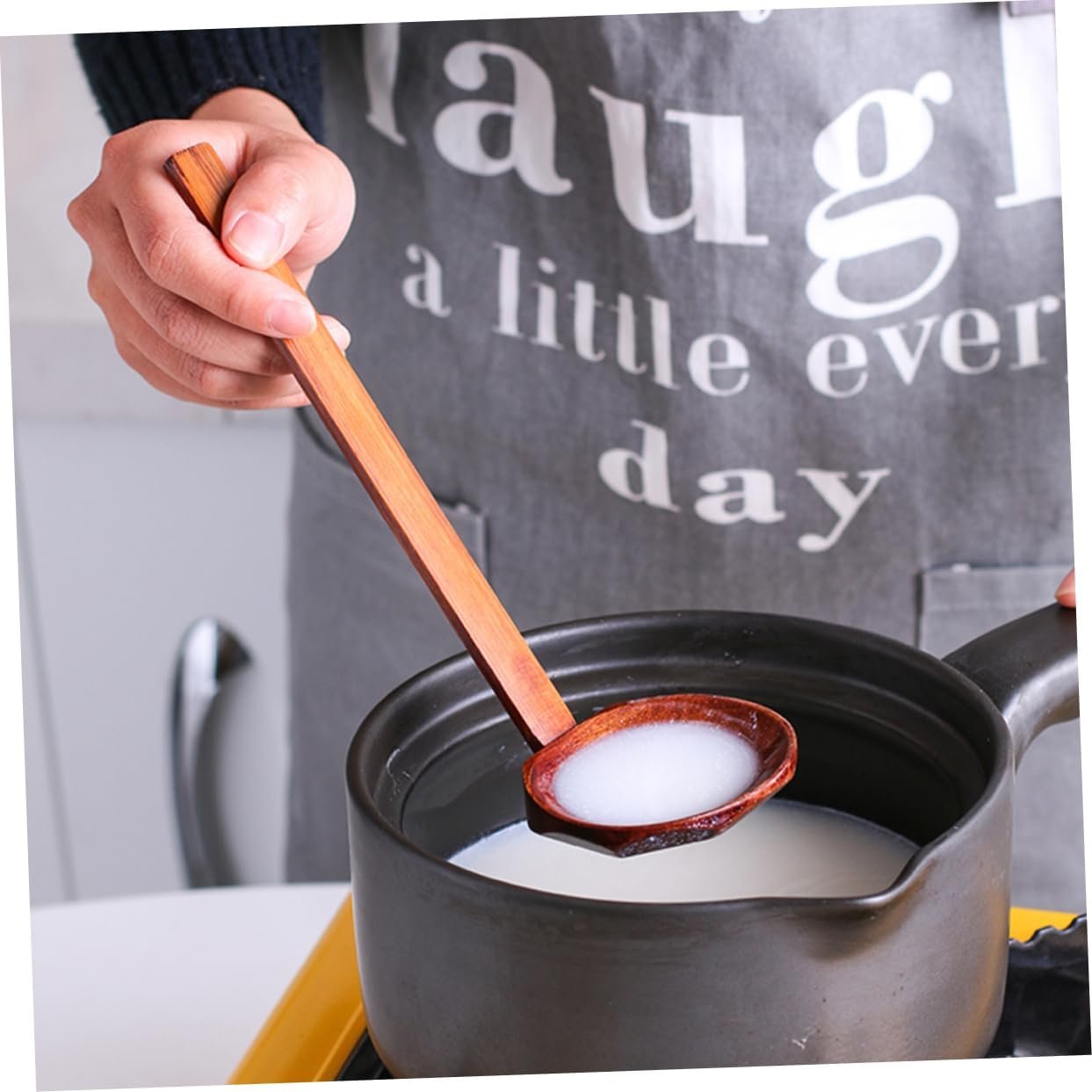 HEMOTON 2 pcs Japanese Table Dining Kitchen Long Spoons Reusable Friendly Eco Handle Wooden Home