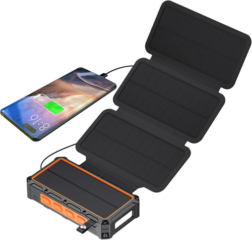 Power Bank Solar,Fast Charging Power Bank with Light - Portable Foldable Powerbank for Traveling Home Fishing Hiking Cycling
