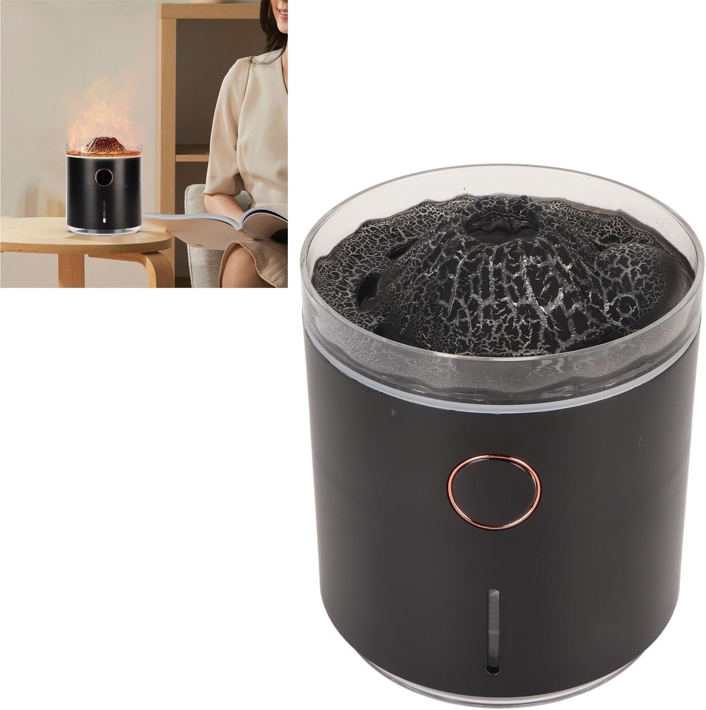Flame Essential Oil Diffuser, Flame Diffuser Humidifier with Remote Control, Timer Colorful Ambient Night Light Fire Multifunctional Air Diffuser for Bedroom, Office, Home, Yoga
