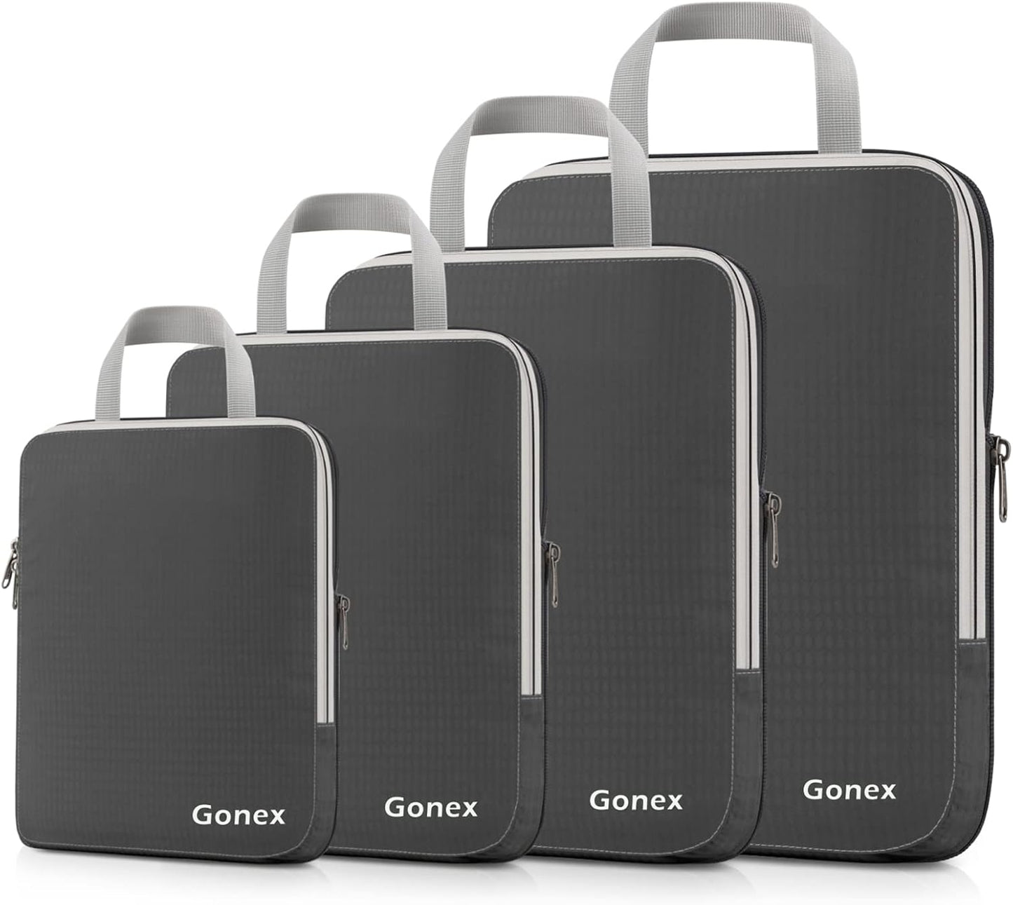 Gonex 4 Piece Set Storage Suitcase Storage Bag Portable Cosmetic Clothing Expandable Cubes, Packing Cube Set Travel Organizer, Grey