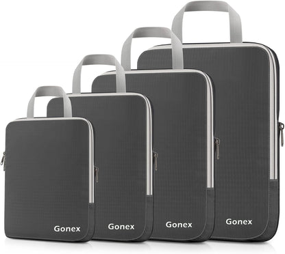 Gonex 4 Piece Set Storage Suitcase Storage Bag Portable Cosmetic Clothing Expandable Cubes, Packing Cube Set Travel Organizer, Grey