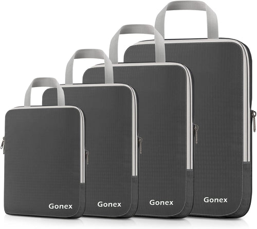 Gonex 4 Piece Set Storage Suitcase Storage Bag Portable Cosmetic Clothing Expandable Cubes, Packing Cube Set Travel Organizer, Grey