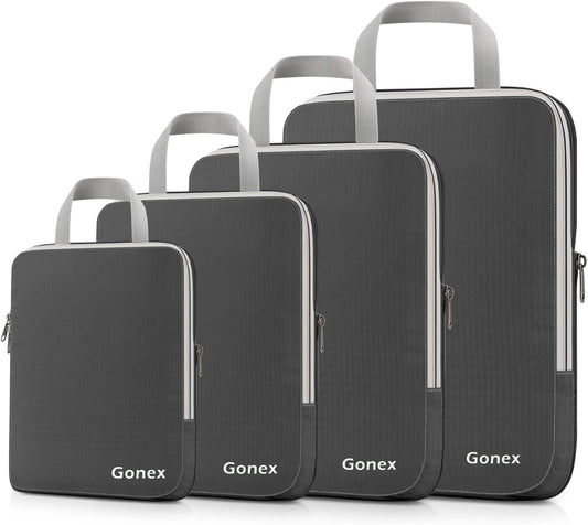 Gonex 4 Piece Set Storage Suitcase Storage Bag Portable Cosmetic Clothing Expandable Cubes, Packing Cube Set Travel Organizer, Grey