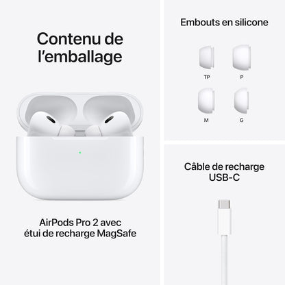 Apple AirPods Pro 2 Wireless Earbuds, Bluetooth Headphones, Active Noise Cancellation, Transparency, Personalized Spatial Audio, High-Fidelity Sound, H2 Chip, USB-C Charging