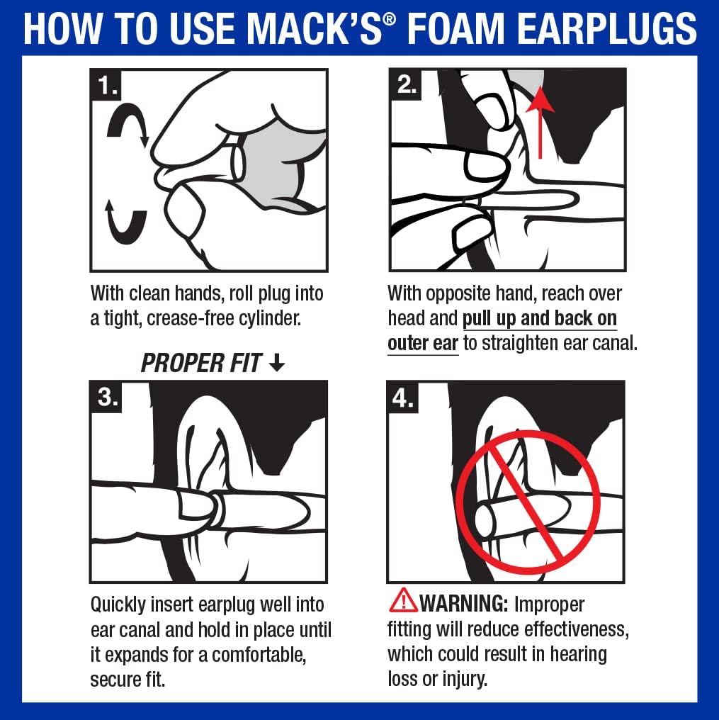 Mack's Ultra Soft Foam Earplugs, 50 Pair - 32dB Highest NRR, Comfortable Ear Plugs for Sleeping, Snoring, Travel, Concerts, Studying, Loud Noise, Work