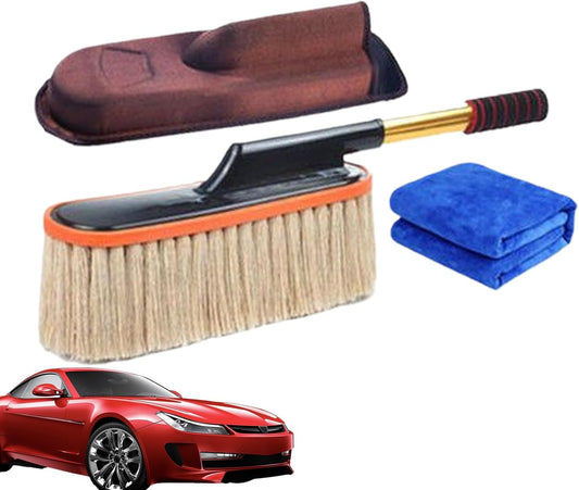 Ceprznvey Car Duster Brush, Interior Detail Cleaning Tool, Car Mop Wax Cotton Hair, Portable & Durable Design, RV Truck Motorcycle Tire Wheels, 25.59 Inches, Stainless Steel Cotton
