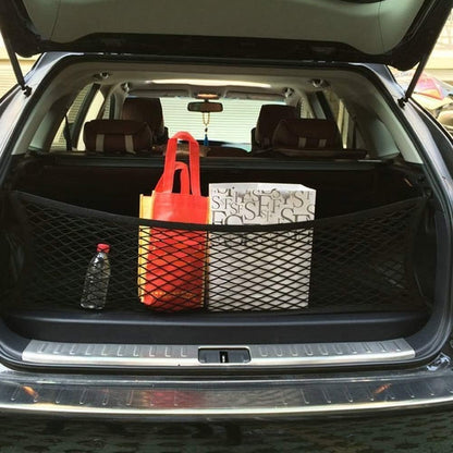 ValueHall Cargo Net 35 x 15 Inch Adjustable Elastic Trunk Net Cargo Trunk Storage Organizer Nylon Mesh Universal Rear Cargo Organizer Cargo Net with Hooks V7075
