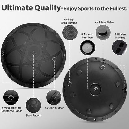 300KG Half Balance Ball Trainer,7pcs Half Exercise Balance Ball Trainer Set with 2 Resistance Bands,Yoga Ball&Foot Pump,58cm Stability Ball for Full Body Workout,Exercises,Home Gym,Physical Therapy