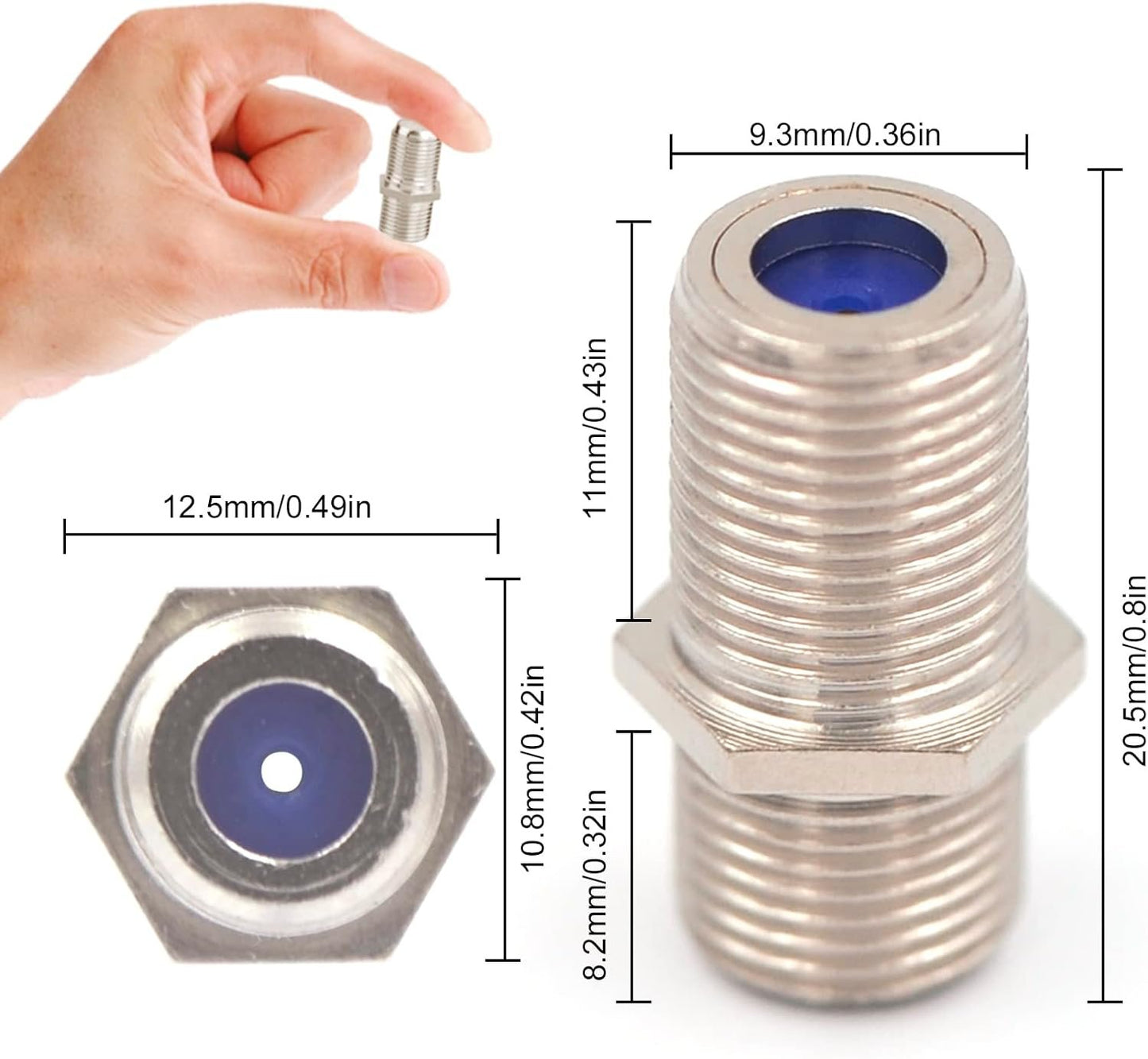 VCE (5-Pack) F Type RG6 Coax Cable Female to Female Connector,Cable Extension Adapter Connects Two Coaxial Video Cables