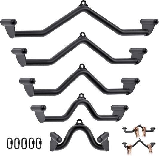 LAT Pull Down Bars Cable Machine Attachment, Rowing T-bar V-bar Set, Back Strength Training Handle Grips for Cable Machine Rowing Machine, 12" 20" 24" 28" 32" Five Sizes