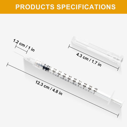 25 Pack 1ml Syringes with 27Ga 1/2 Inch Needle, Sterile Disposable Syringe Kit Individual Package for Crafts, Industrial, Scientific,Watering, Pet Feeding & DIY