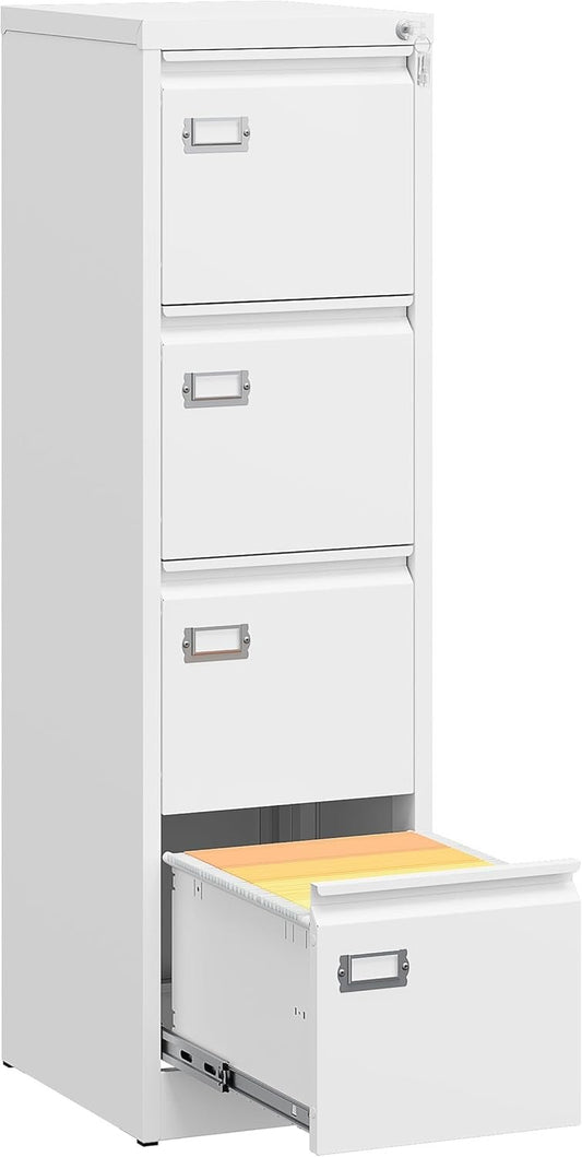SISESOL 4 Drawer Vertical File Cabinet with Lock, Stainless Steel Filing Cabinet, Metal Filing Cabinet for Home Office Organizer Storage Cabinet Letter Size/A4/Legal File