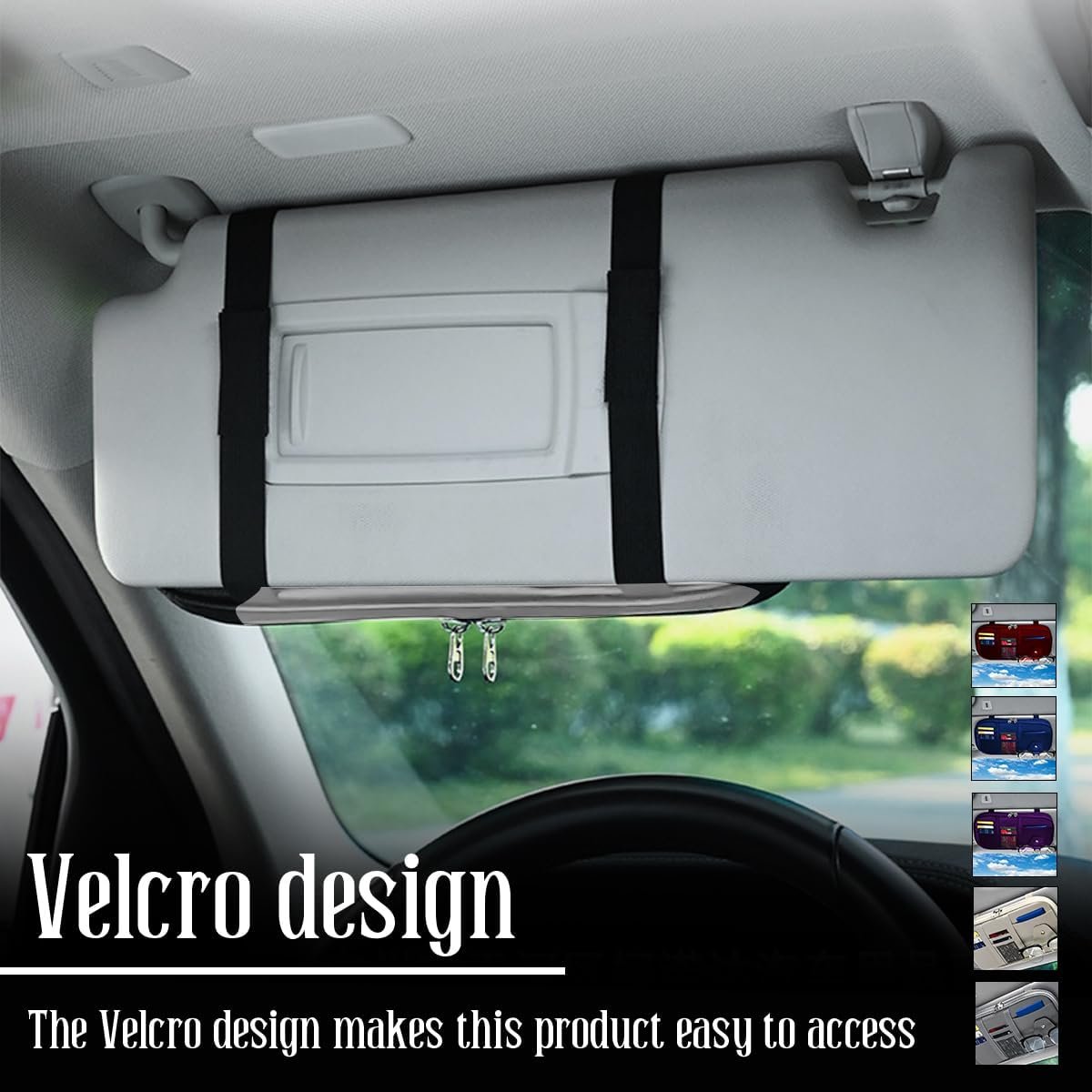TSUGAMI Car Sun Visor Organizer, Sunglass Holder and Storage Pocket, Card Cash Pouch with Multi-Pocket Net Zipper, Case Bag for License Pen Key, Auto Interior Accessories for Truck, SUV, Van (Gray)