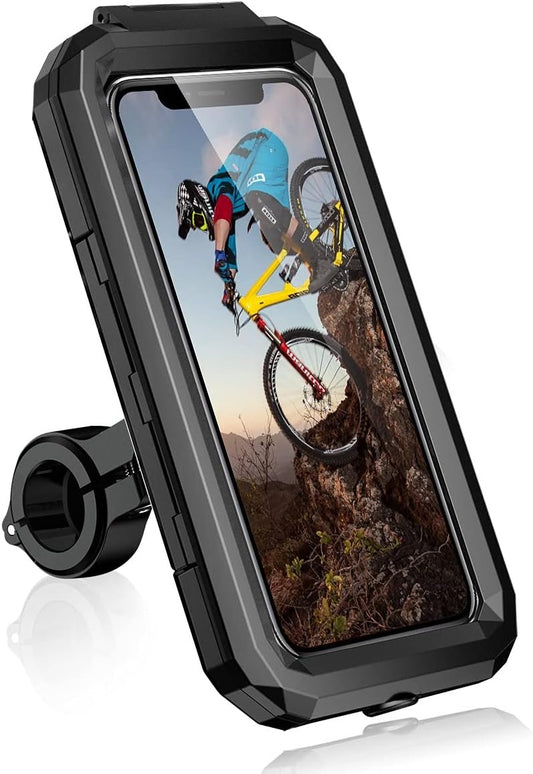 Faneam Waterproof Bicycle Phone Holder Mobile Phone Holder for Bike with 360 Rotation, Anti Vibration, Touch ID, Face ID, Mobile Phone Holder Scooter Motorcycle for Smartphone 4.7-6.1 Inches (S)