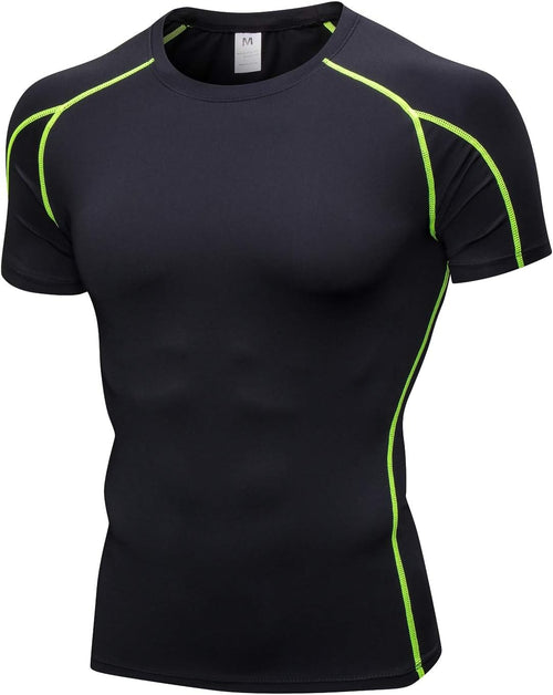 Queerier Mens Compression Baselayer Short Sleeve T Shirts Workout Under Sport Shirt Cool Dry Outdoor Training Tops
