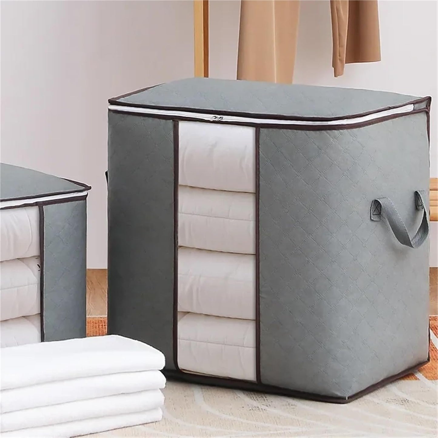 Baskets for closet organization Thickened Nonwoven Multifunctional Storage Bag Clothes Quilt Moving Packing Luggage Bag(70X50X30cm pink)