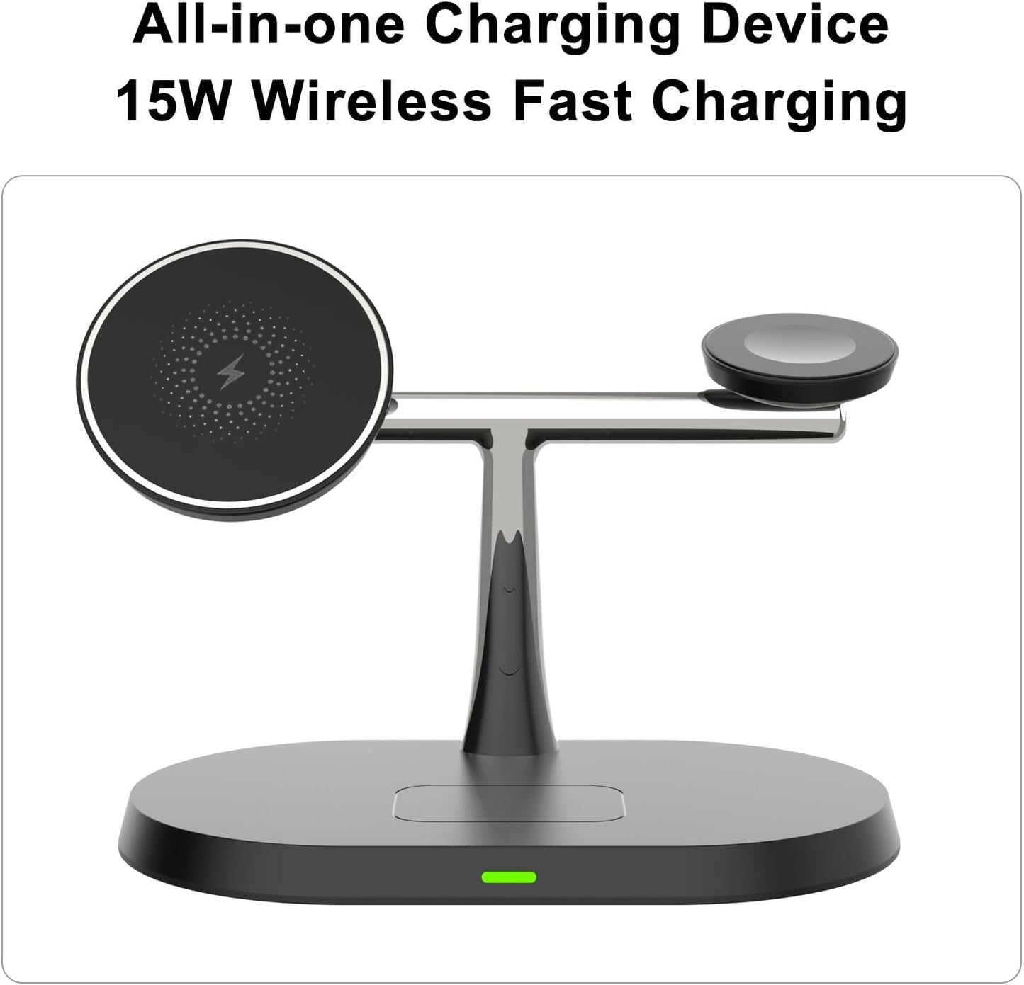 BUCKKO 3 in 1 Wireless Charging Station Compatible with Magsafe Qi | iPhone | iWatch |Airpod Charging Station| Fashion Desktop Devices Reliable Voltage Support 3X+ Devices (White W/O Night Light)